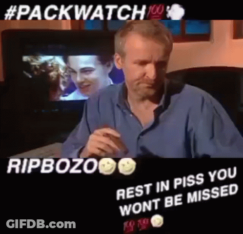 Man Blue Shirt Saying Rip Bozo Rest In Piss GIF