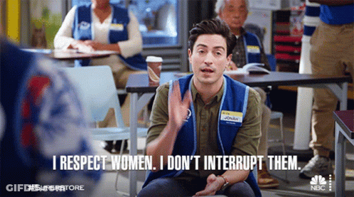 Man Blue Vest I Respect Women Don't Interrupt Them GIF