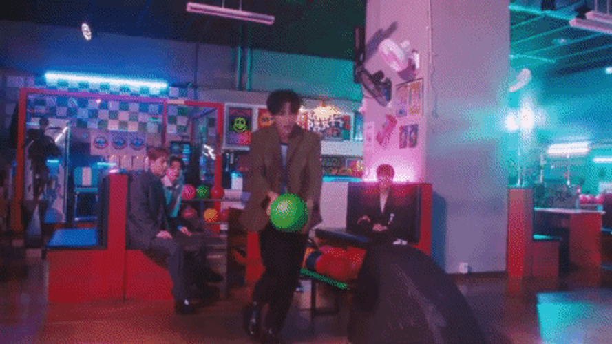 Man Bowling Alley Almost Perfect Game GIF
