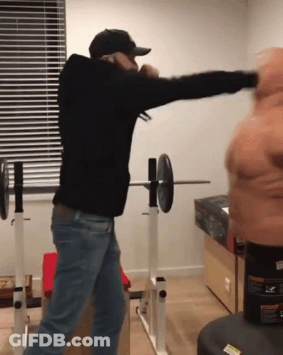 Man Boxing In Black Hoodie And Cap GIF