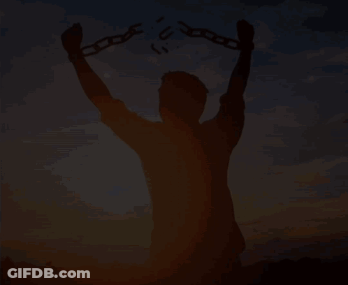 Man Breaking Chains Silhouette GIF