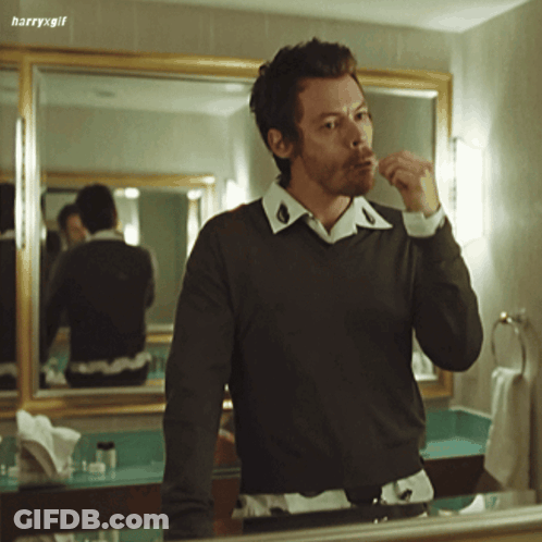 Man Brushing Teeth In Front Of Mirror Harryxgif GIF
