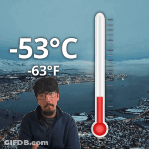 Man By Thermometer -53°C And 63°F GIF