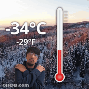 Man By Thermometer At 34 Degrees Celsius GIF