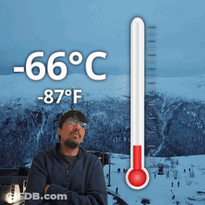 Man By Thermometer Reading -66 Degrees Celsius GIF