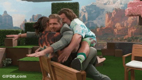 Man Carrying Another Man On His Back While Sitting In Chair GIF