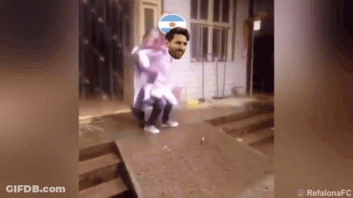 Man Carrying Another Man With Argentina Flag On Head GIF