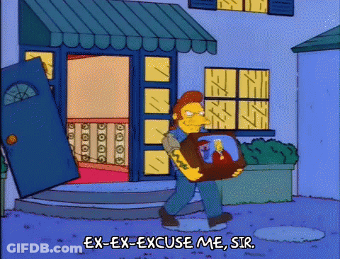 Man Carrying Box Saying Ex-Ex-Excuse Me Sir GIF