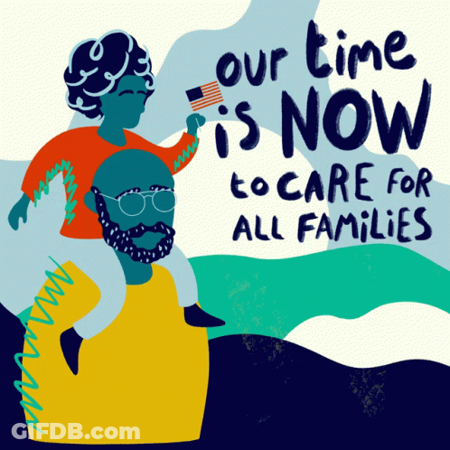 Man Carrying Child On Shoulders Our Time Is Now To Care For All Families GIF
