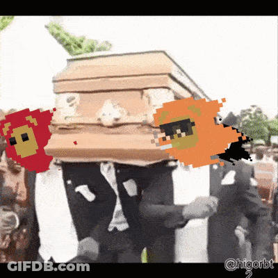 Man Carrying Coffin With Lion GIF