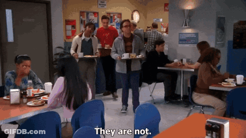 Man Carrying Food Tray Says Not In Restaurant GIF