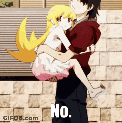 Man Carrying Girl With Word No GIF