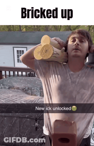 Man Carrying Logs With Word Bricked GIF