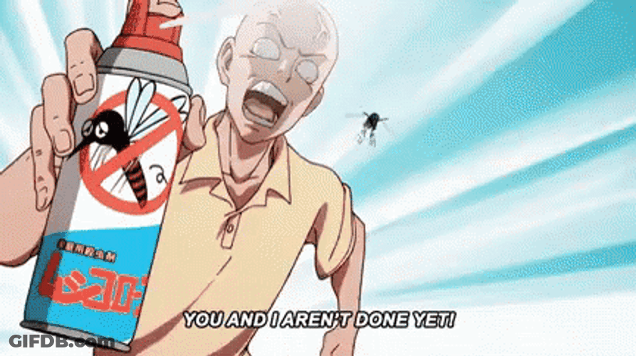 Man Catch Fly With Bug Spray GIF