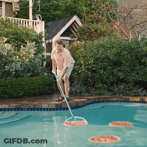 Man Catches Pizza In Pool GIF