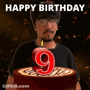 Man Celebrating 9Th Birthday With Cake And Candle GIF