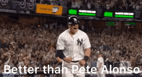 Man Celebrating In Yankees Uniform GIF