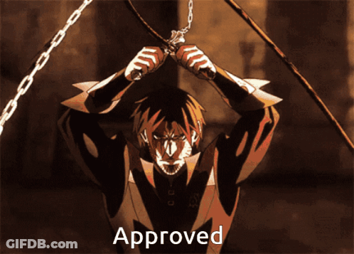 Man Chained To Rope Saying Approved GIF