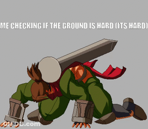 Man Checking If Ground Is Hard GIF