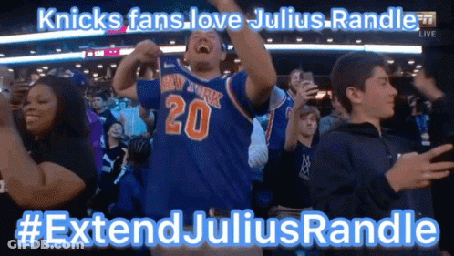 Man Cheering In Knicks Jersey GIF