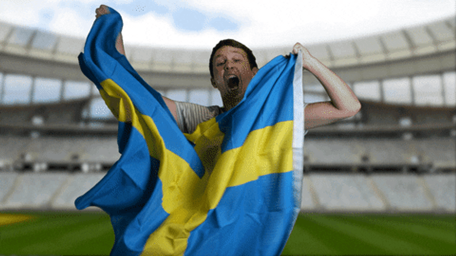 Man Cheering Sweden GIF