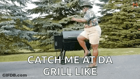 Man Chicken In Mouth Grasshopper Under Porch Table GIF