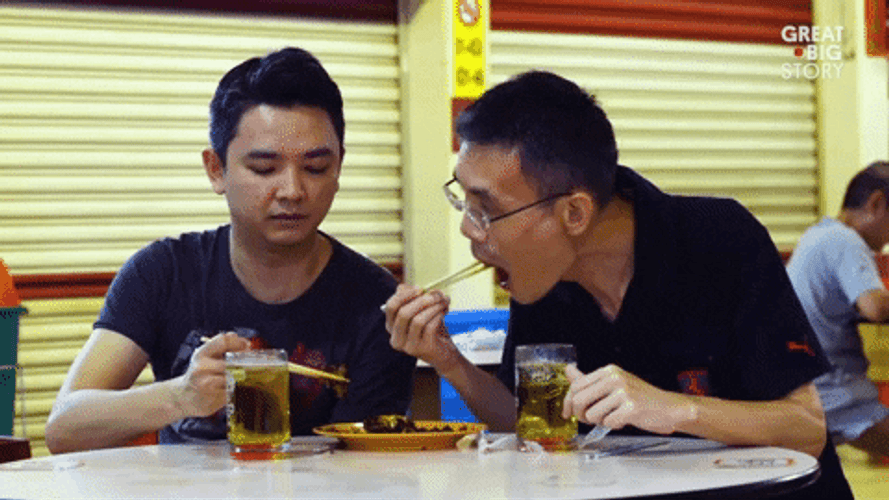 Man Chow Food Using Chopstick GIF