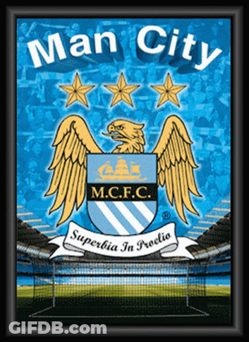 Man City M.C.F.C. Poster With Eagle And Stars GIF