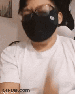 Man Clapping With Face Mask And Glasses GIF