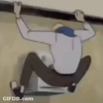 Man Climbing Wall With Hands Up GIF