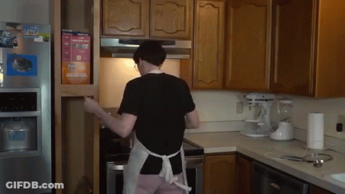 Man Cooking In Apron Kitchen Ice Sticker GIF