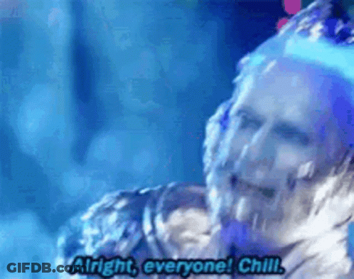 Man Covered In Ice Saying Chill GIF