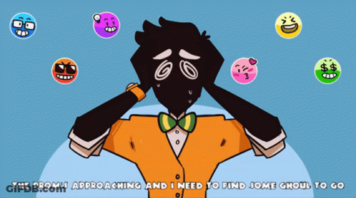 Man Covering Ears Surrounded By Smiley Faces GIF