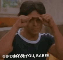 Man Covering Eyes Saying Love You Babe GIF