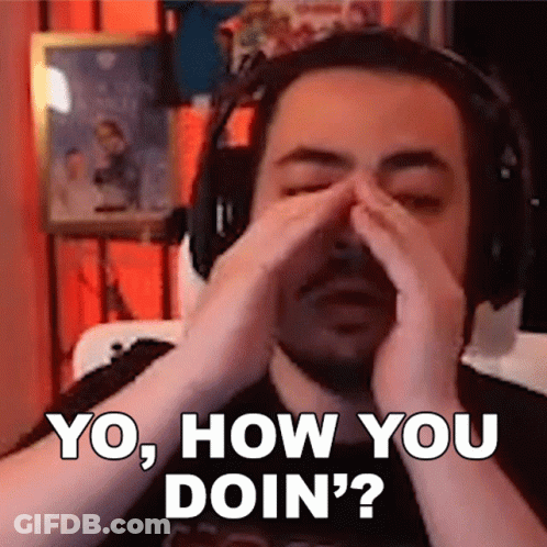 Man Covering Eyes With Headphones Saying Yo GIF
