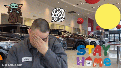 Man Covering Face In Front Of Bored Sign GIF