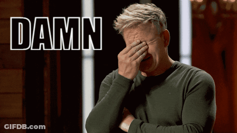 Man Covering Face In Front Of Damn Sign GIF