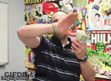 Man Covering Face In Front Of Hulk Comic GIF