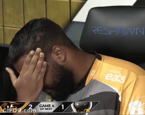 Man Covering Face In Front Of Respawn Screen GIF