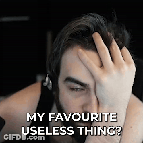 Man Covering Face Saying My Favourite Useless Thing GIF