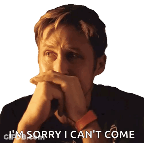 Man Covering Face Saying Sorry Can't Come GIF