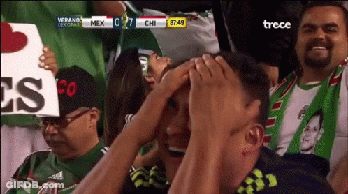 Man Covering Face Watching Mexico Vs Chi GIF