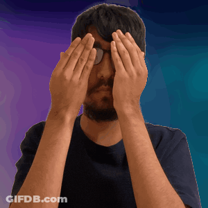 Man Covering Face With Hands Purple Background GIF