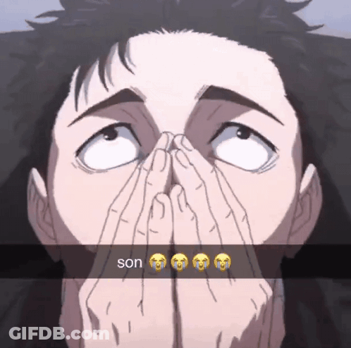 Man Covering Face With Son Text GIF