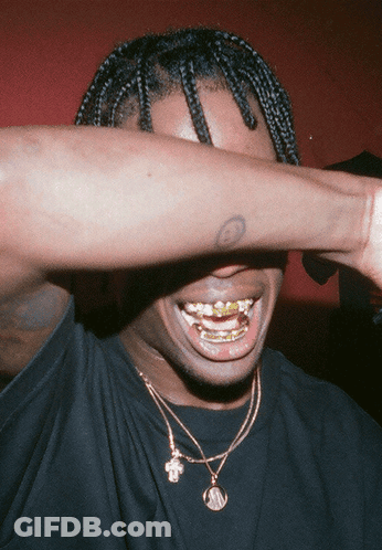 Man Covering Face With Tattooed Arm GIF