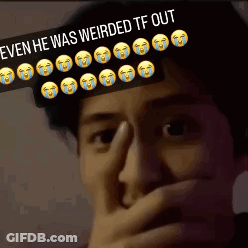 Man Covering Face With Weirded Out Sticker GIF