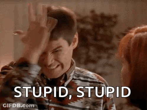 Man Covering Face Woman Says Stupid Stupid GIF
