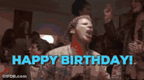 Man Covering Mouth Happy Birthday In Blue GIF