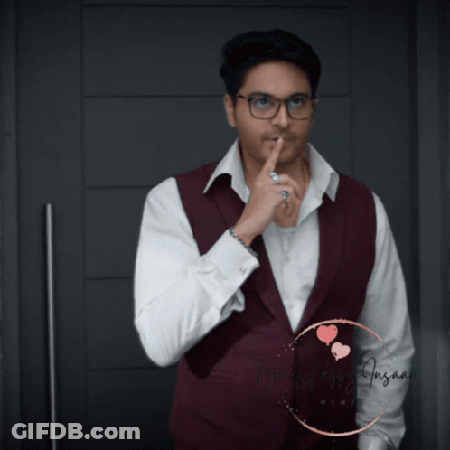 Man Covering Mouth In Front Of One Happy Min Sign GIF