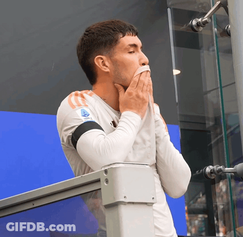 Man Covering Mouth In Serie A Jersey GIF